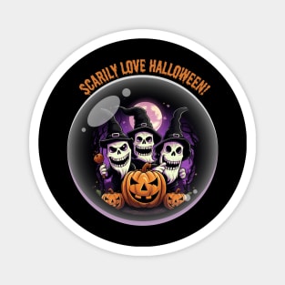 Scarily Love Halloween! Scary Witch Pumpkin Ghost Magnet